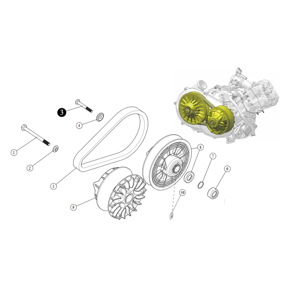 Болт заднього варіатора М10*1.25*80 ATV SEGWAY SNARLER AT6L (NEW)