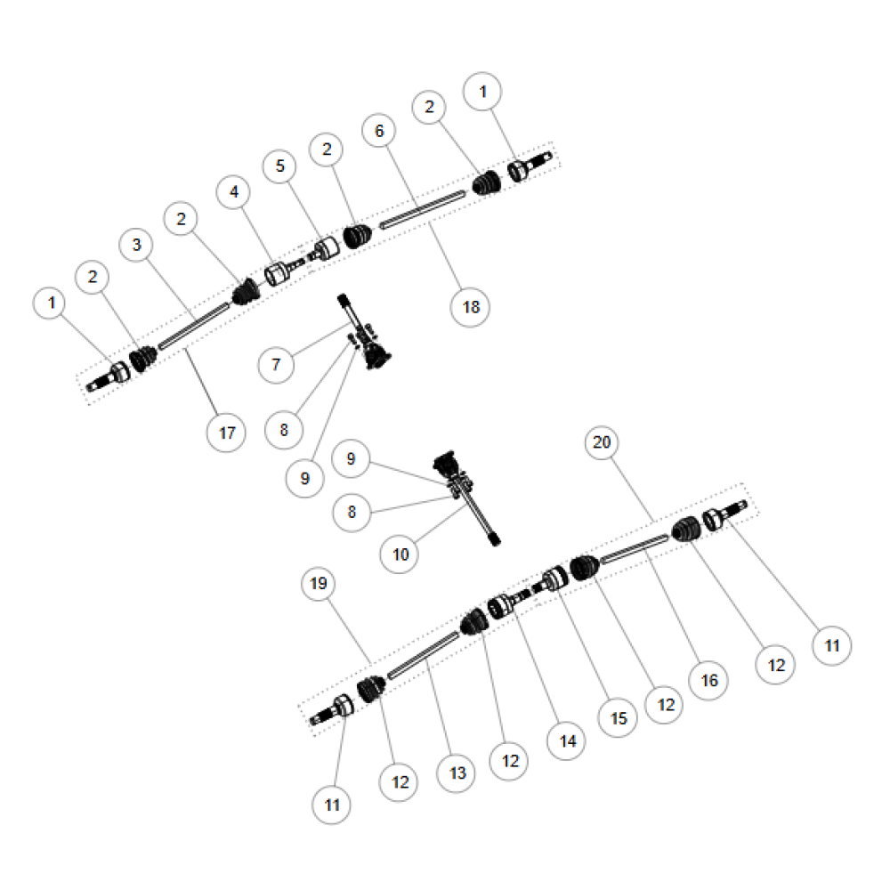 Кардан задній з хрестовиною ATV SEGWAY SNARLER AT5L Кардан задній з хрестовиною ATV SEGWAY SNARLER AT5L