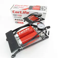 Насос ножний CarLife 55мм х 120 мм ДВОциліндрова з манометром та додатковими адаптерами, 10атм