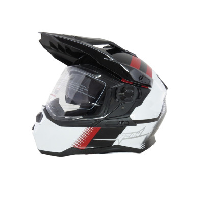 Шолом GEON 722 SHINY BLACK/WHITE-RED M (57-58)