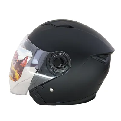 Шолом HF 223 (чорний матовий) (відкритий/біле скло+вбудовані окуляри) XXL