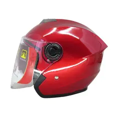 Шолом 858 (червоний) (відкритий/біле скло+вбудовані окуляри)