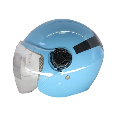 Шолом T68 Міньйон (синій) (дитячий/відкритий/біле скло) MotoTech