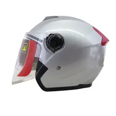 Шолом 858 (сірий) (відкритий/біле скло+вбудовані окуляри)