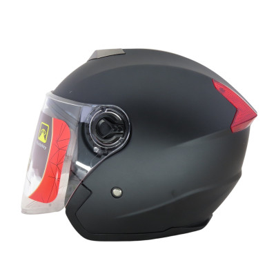 Шолом 858 (чорний матовий) (відкритий/біле скло+вбудовані окуляри)