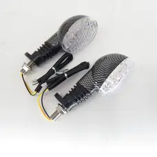 Поворот (л+п) LED овальні (пара) (16 LED, сині, карбон, біле скло) GJCT